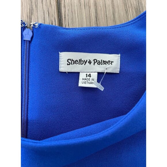 NWT Shelby & Palmer Royal Blue Ruched Sleeve Dress - Picture 5 of 6